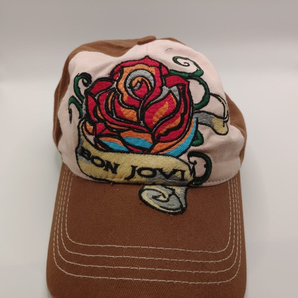 Vintage Bon Jovi New Jersey Lost Highway Tour Hat Cap Rose Tattoo Infinity